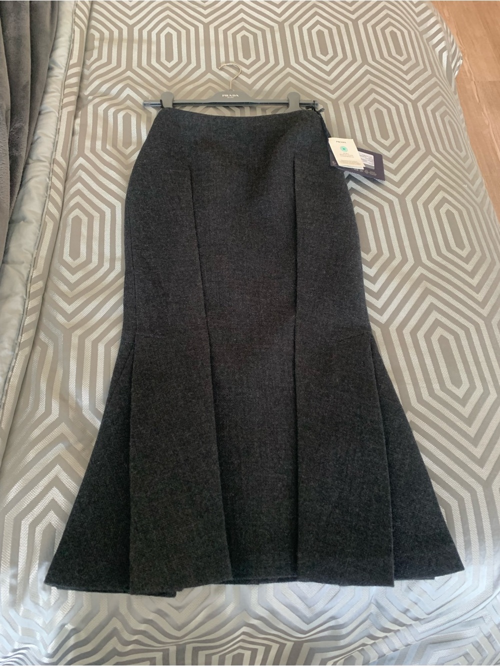 Prada Charcoal Gray A-Line Flared Panel Skirt - Picture 1 of 5